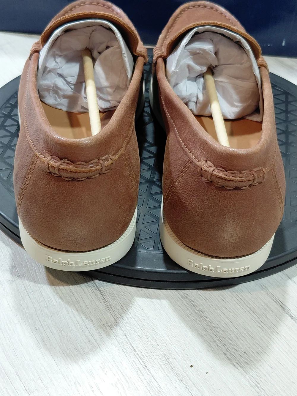 NEW Polo Ralph Lauren Men’s Merton Venetion Brown Leather Loafers Tan Brown M9.5